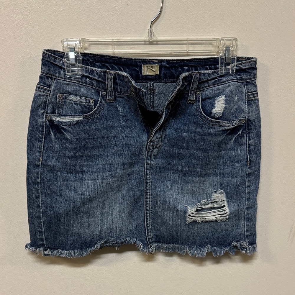 True Craft Dark Blue Distressed Mini Skirt